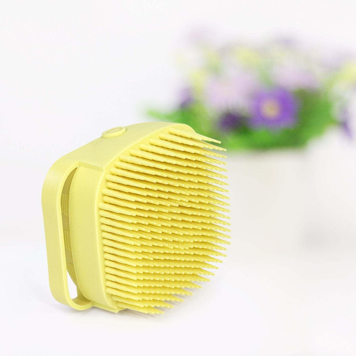 Silicone body brush with built-in shampoo dispenser