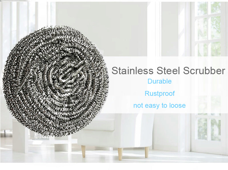 Round shape steel scrubber, stainless, for tough stains