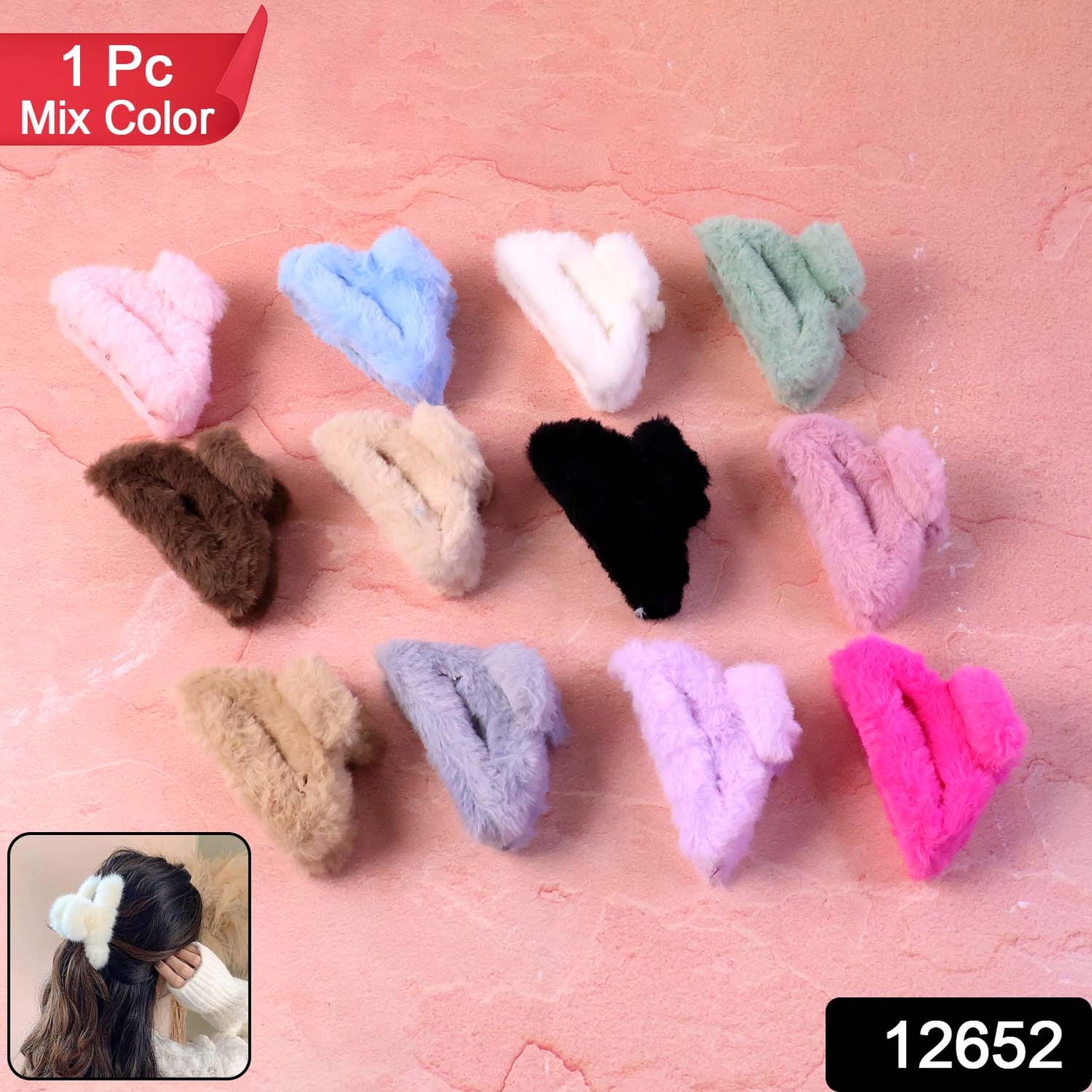 Big-Size Soft Faux Fur Hair Claw Clips (1 Pc)