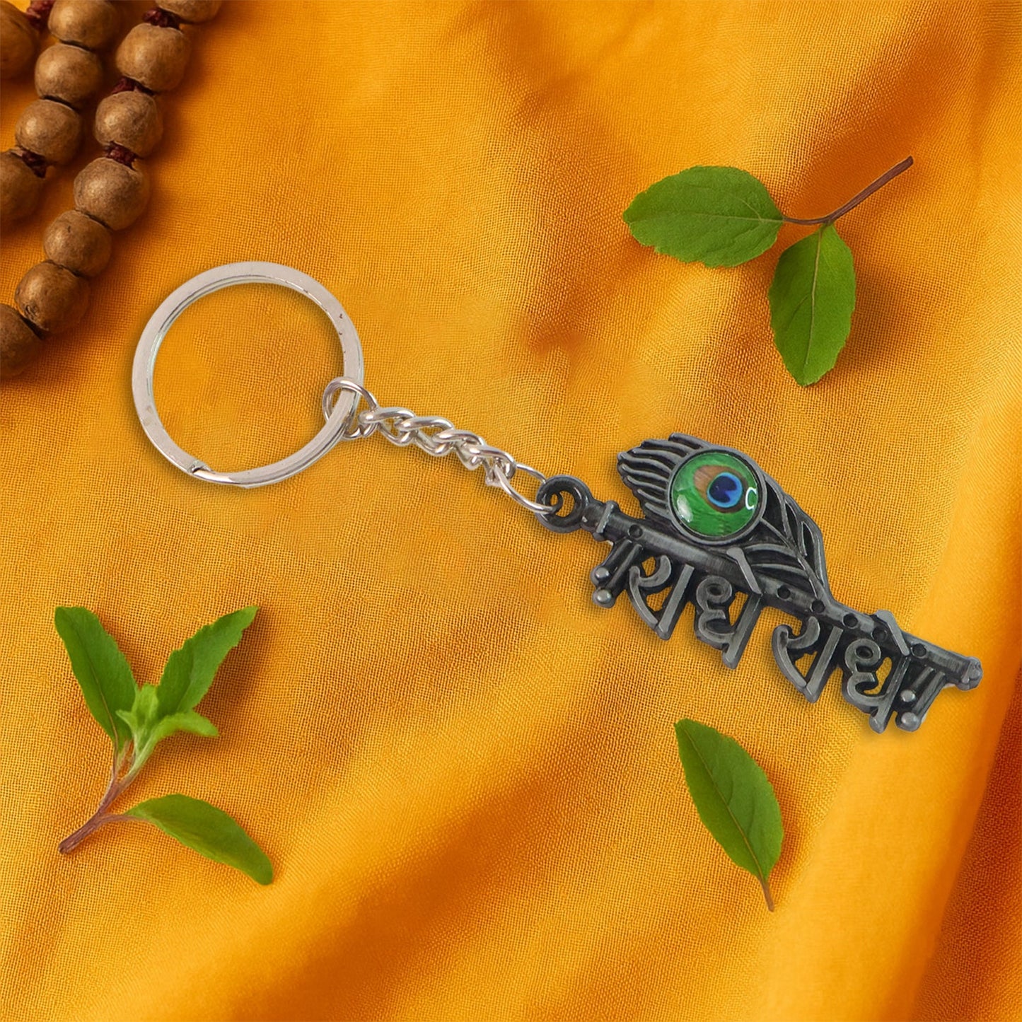 Stylish Radha Krishna “Radhe Radhe” Metal Keychain (1 Pc)
