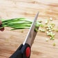 5-piece knife set with black handles and wooden block