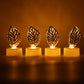 Decorative Golden Leaf Shaped Flameless LED Candles (4 Pc)