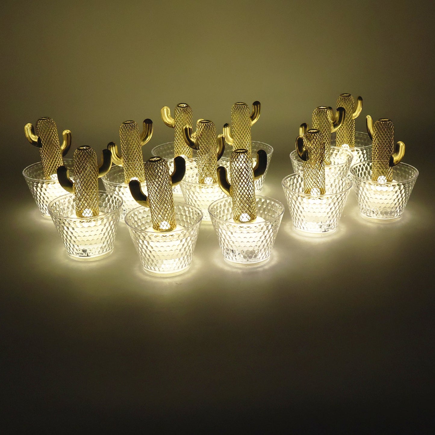Decorative Cactus Shape LED Tealight Candles (12 Pc)