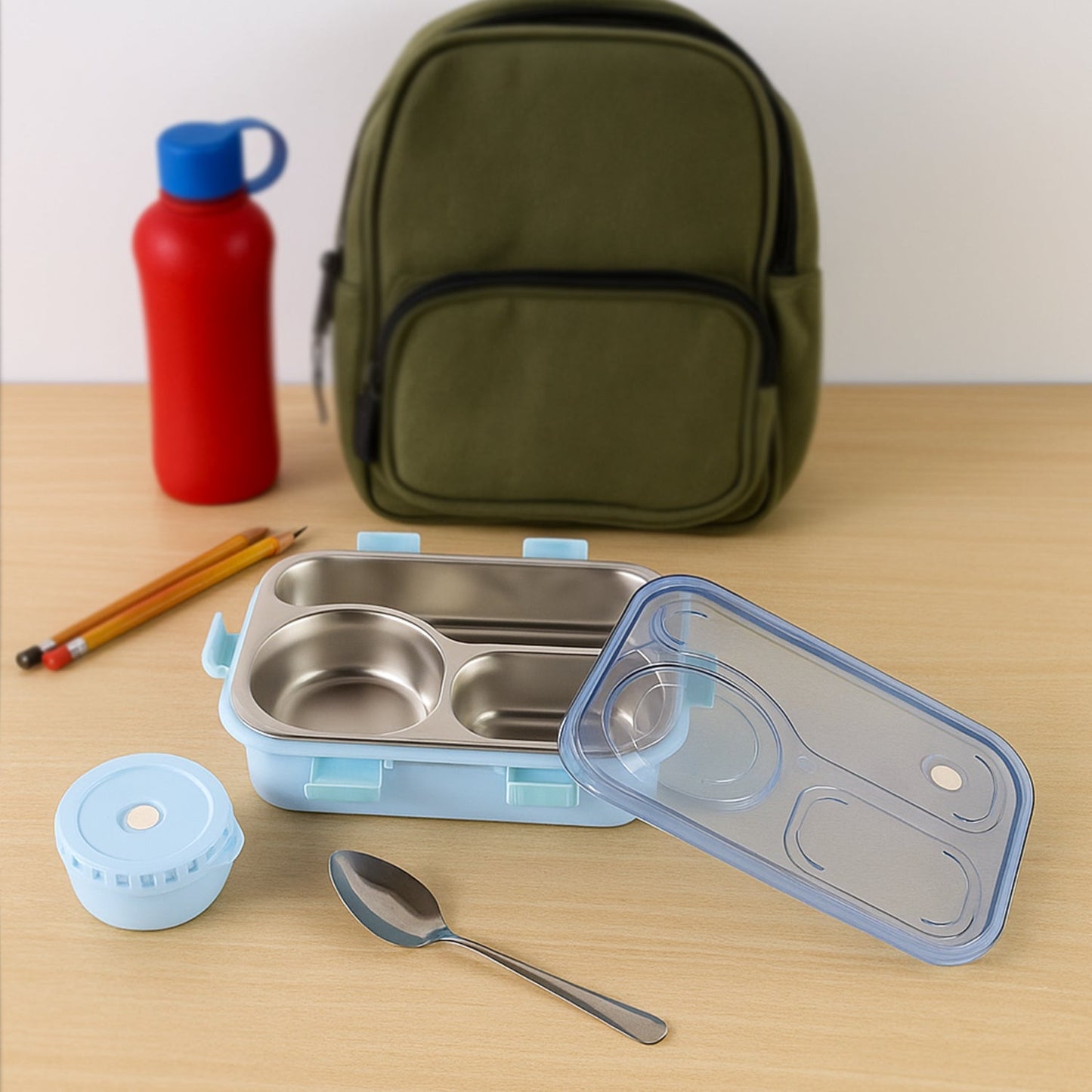 Premium Stainless Steel Compartment Lunch Box 1 Set