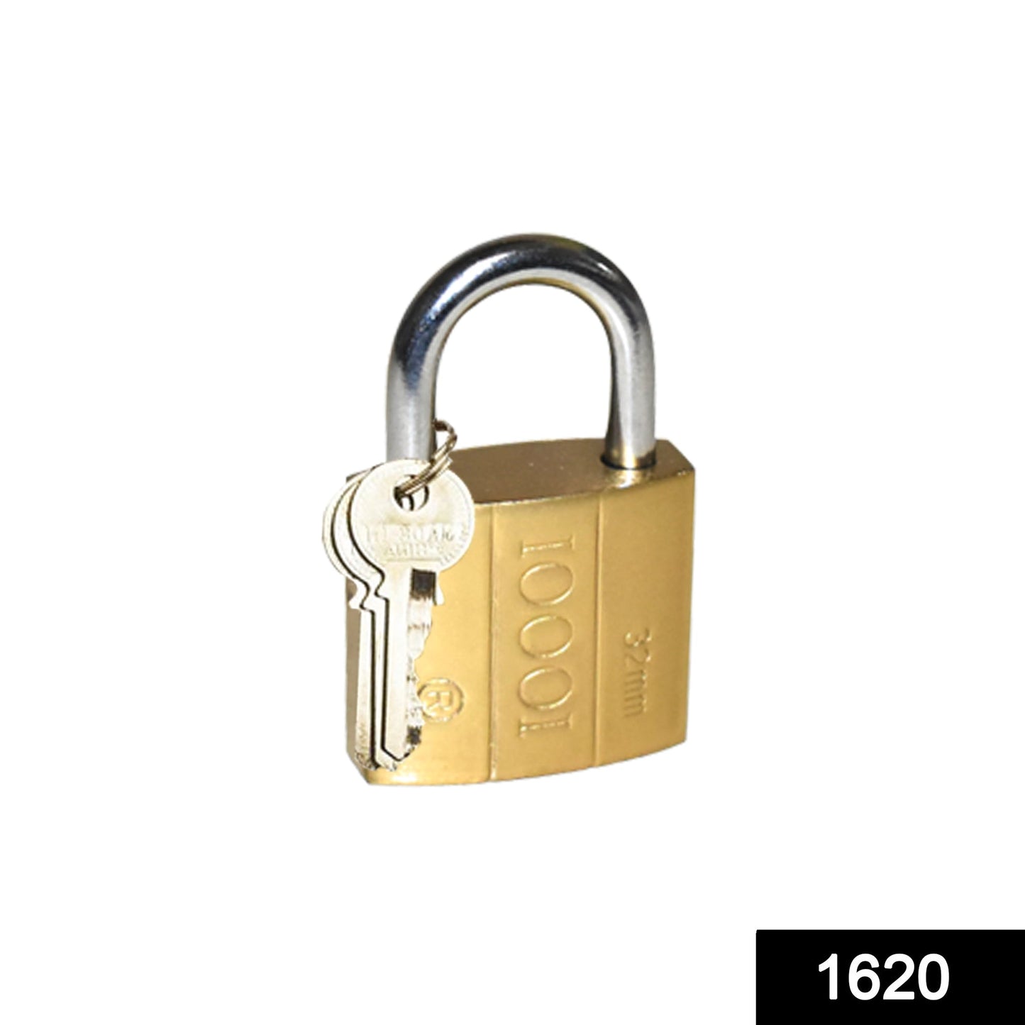 Durable steel padlock with key for securing gates and doors