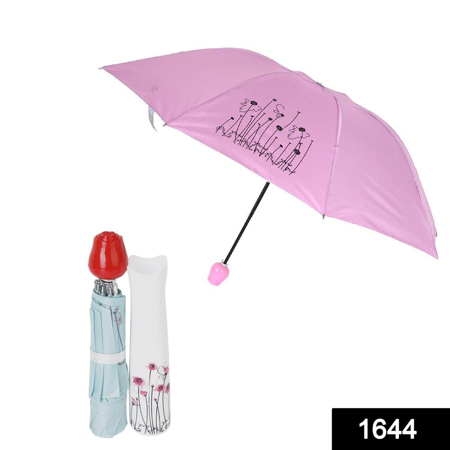 1644 Rose umbrella Lightweight Waterproof UV Protection Mini Folding Creative Rose Flower Case 