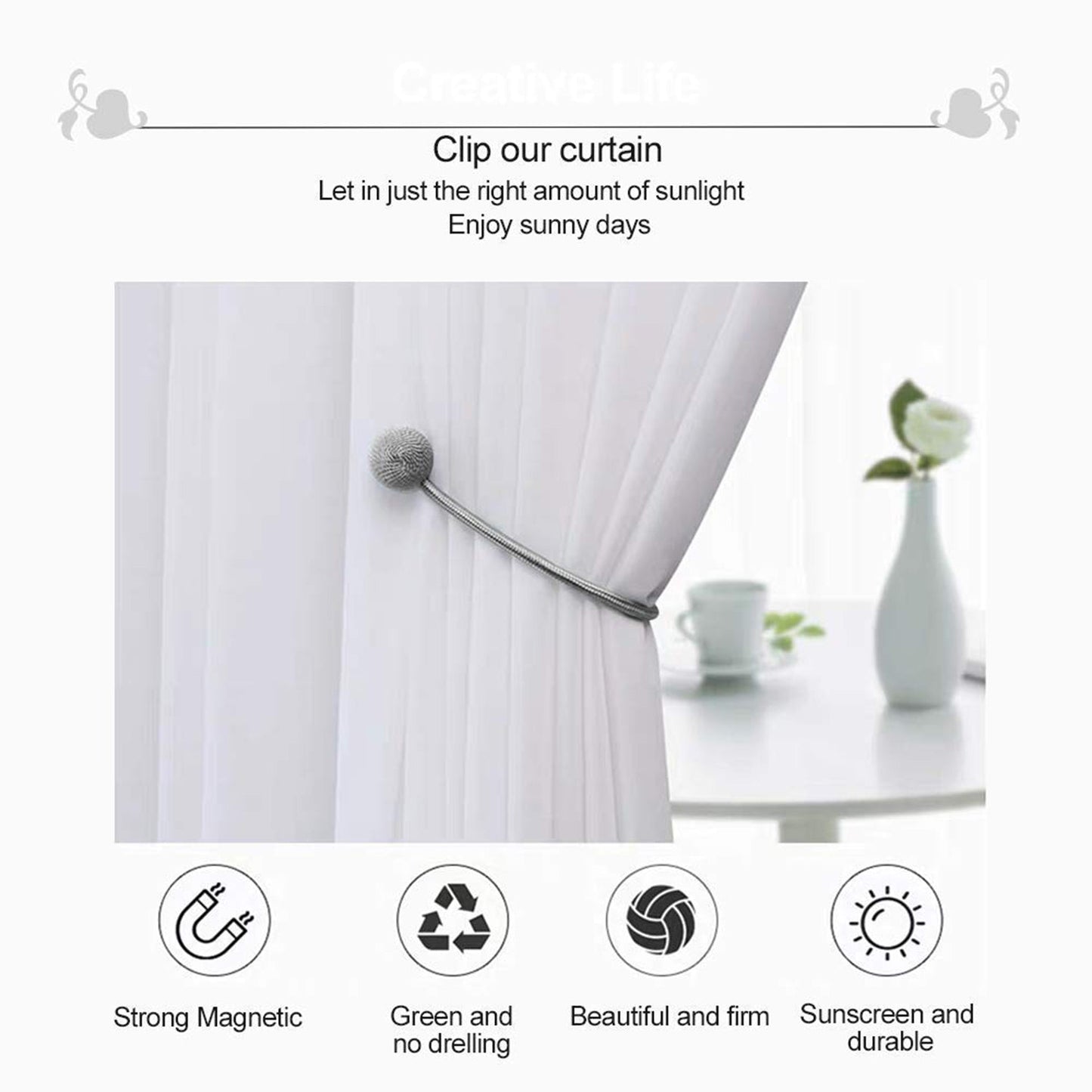 Magnetic Curtain Tiebacks - (2 Pc / Set)