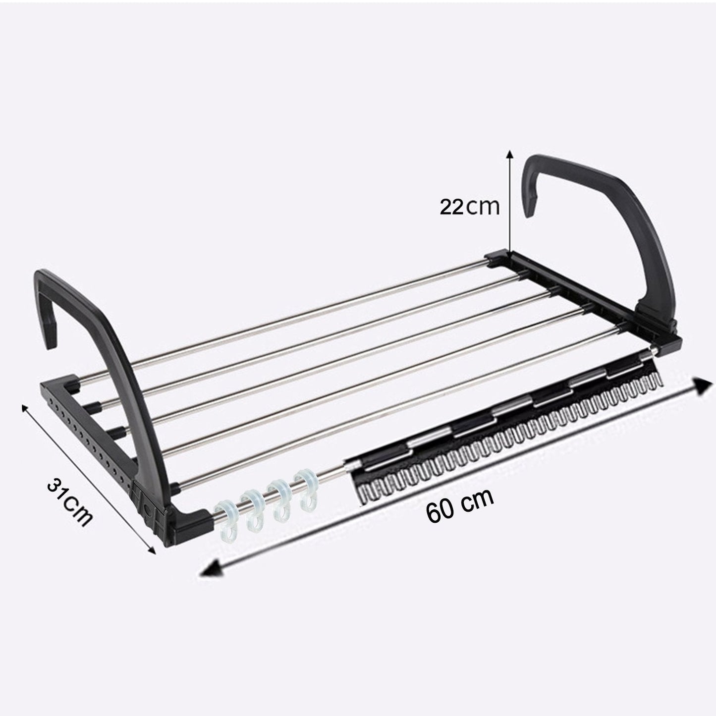 Portable folding clothes drying rack with adjustable shelves and hangers