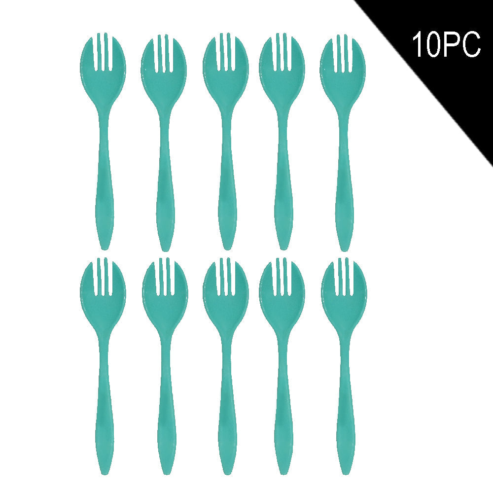 Set of 10 durable dinner forks designed for home kitchens.