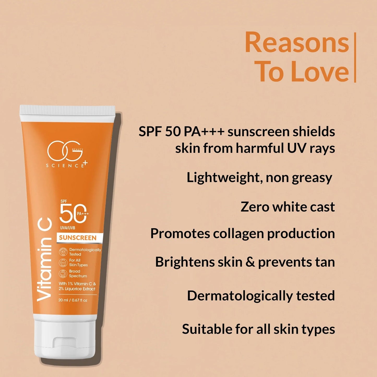 Og beautyVitamin C Sunscreen SPF 50 PA+++ (1 Pc / 20Ml)
