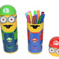 Minions-themed sketch pen set in open case, showcasing the pen designs.