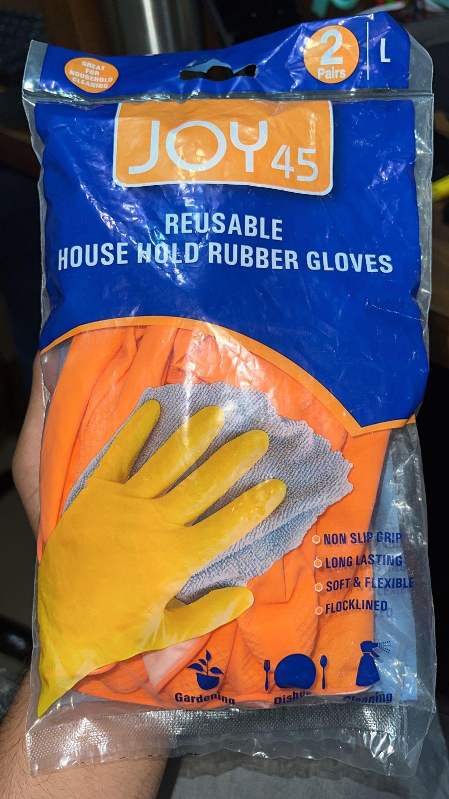 4852 2 Pair Medium Orange  Gloves For Types Of Purposes Like Washing Utensils, Gardening And Cleaning Toilet Etc. 