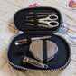 Manicure set with travel mirror and case