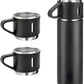 Customized Stainless Steel Vacuum Flask Set with 3 Cups – 500ML | Personalized Name Bottle Gift Combo for Boyfriend, Girlfriend, Employee