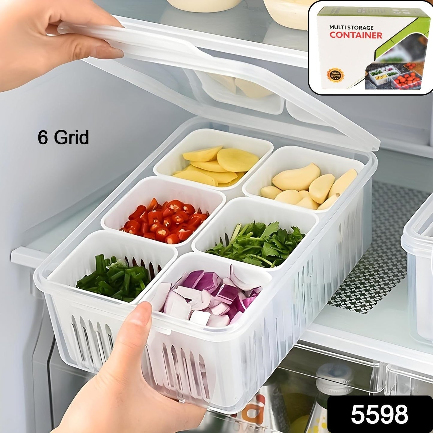 Fridge Storage Boxes Freezer Storage Containers, Container for Kitchen Storage Set, Storage in Kitchen, Vegetable Storage, Draining Crisper Refrigerator Food Box (1 Pc)