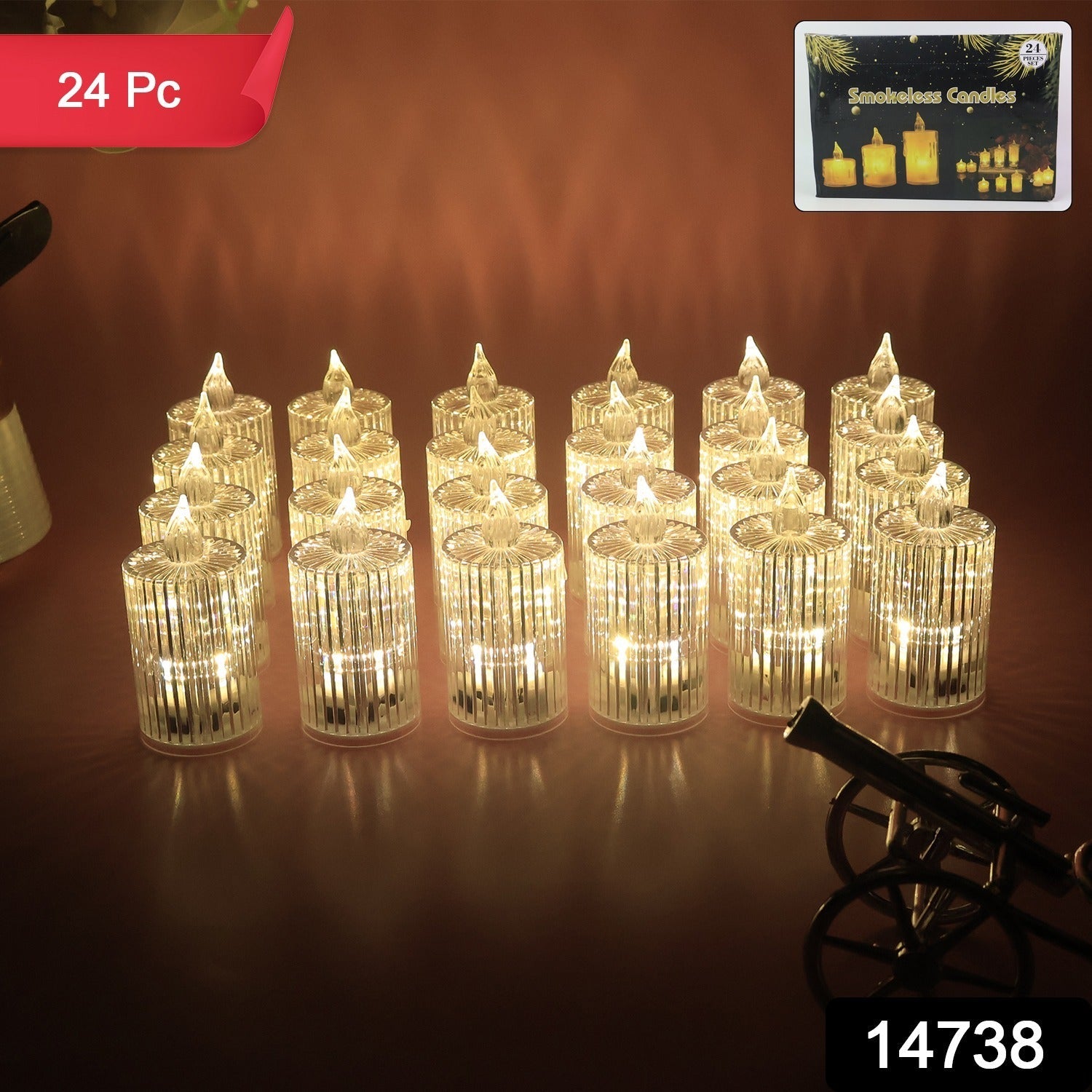 Set of 24 Smokeless LED Flameless Decorative Candles