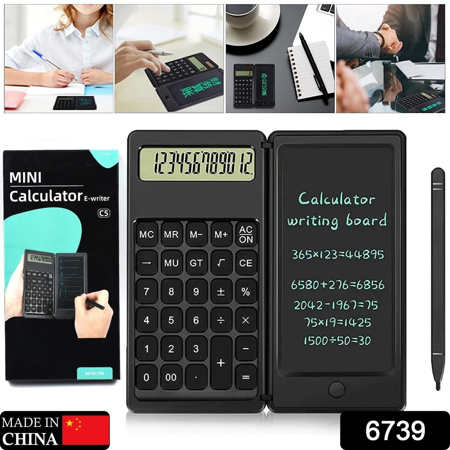 Smart foldable calculator with LCD tablet and stylus pen