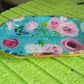 Medium Plastic Flower Printed Design Serving Tray (1 Pc / 31 x 21 CM / Mix Color)