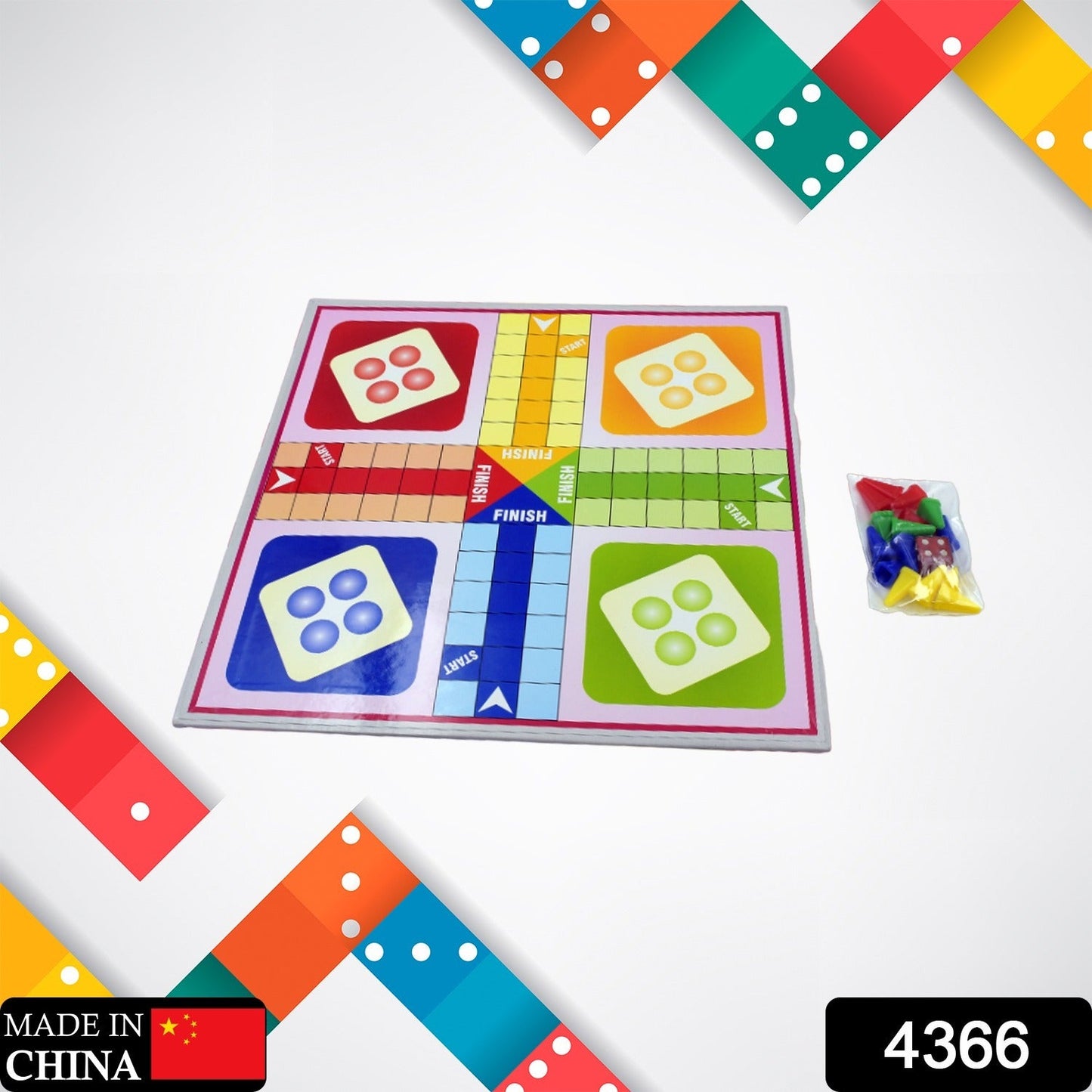 Two-sided board game featuring different ladder and Ludo games for children and families