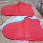 Non-Slip Silicone Rain Reusable Anti skid Waterproof Fordable Boot Shoe Cover (Medium Size / 1 Pair / Red)