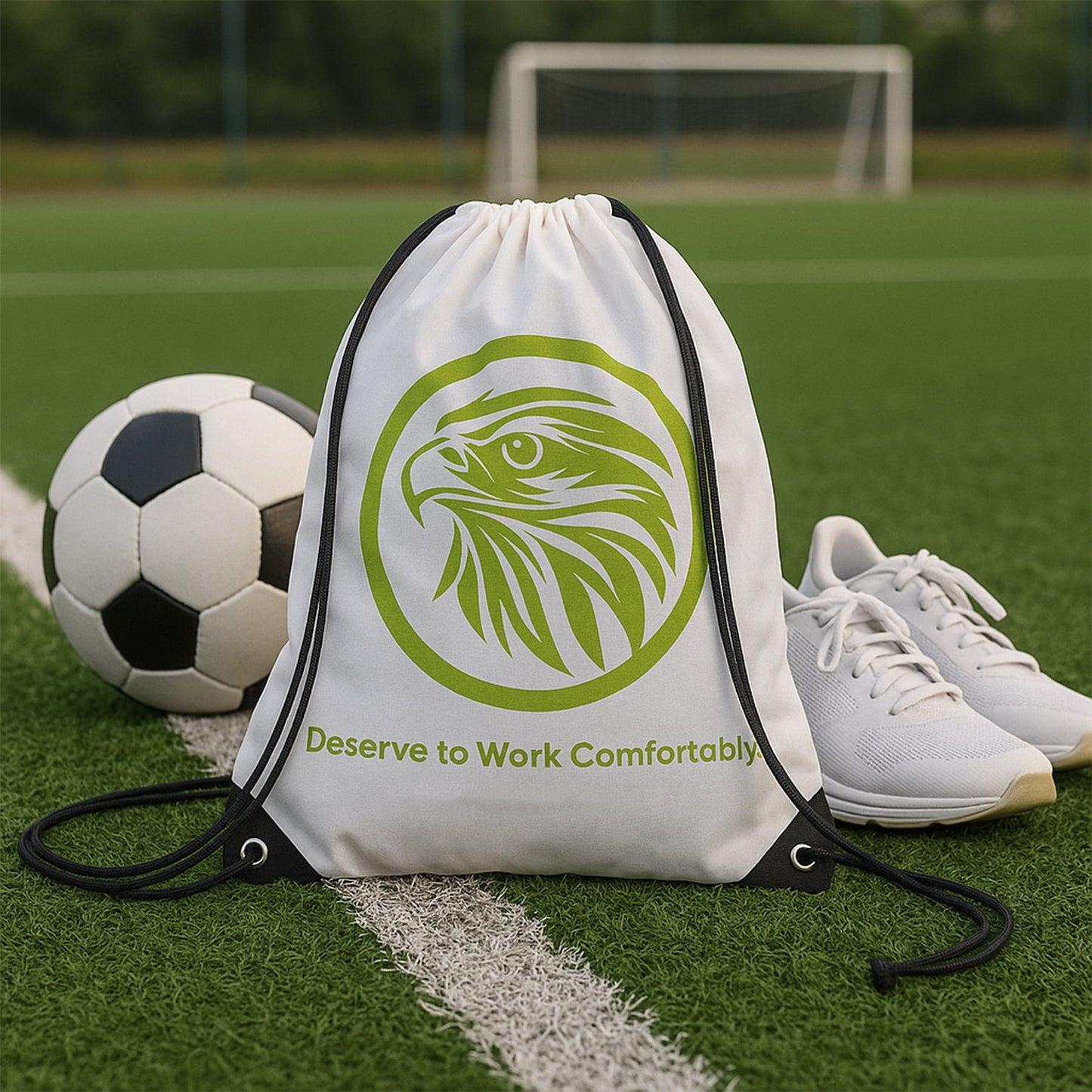 Multipurpose Drawstring Backpack with Printed Eagle Design (1 Pc)