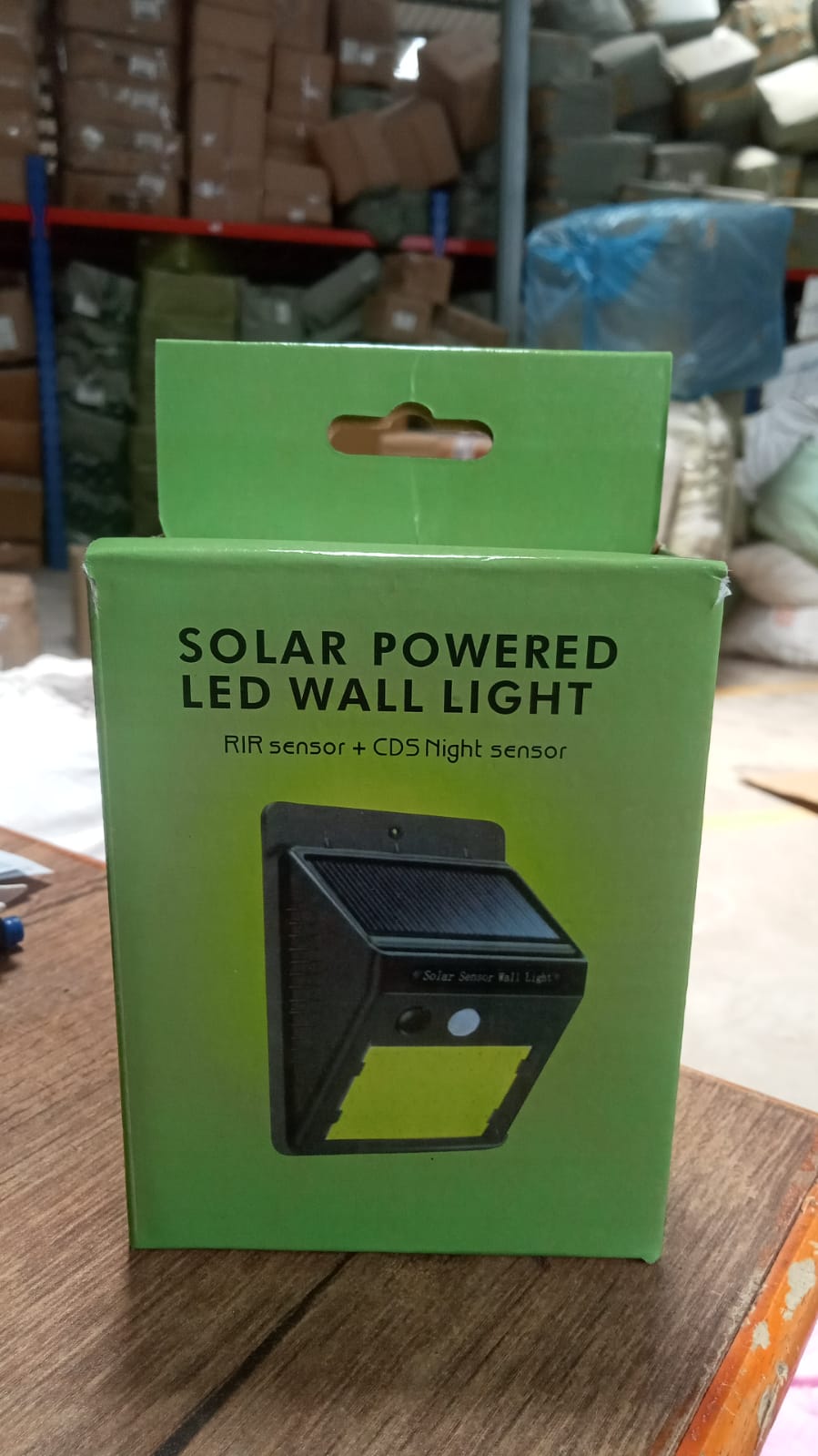 White solar security light with motion detection.