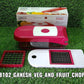 Ganesh red plastic chopper, vegetable and fruit cutter, different angles and details.