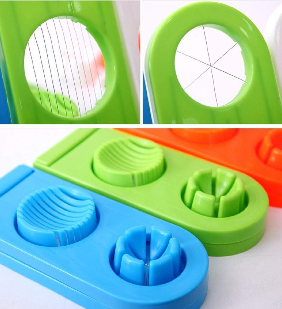 Egg cutter and slicer with multiple segments for quick and precise cuts.