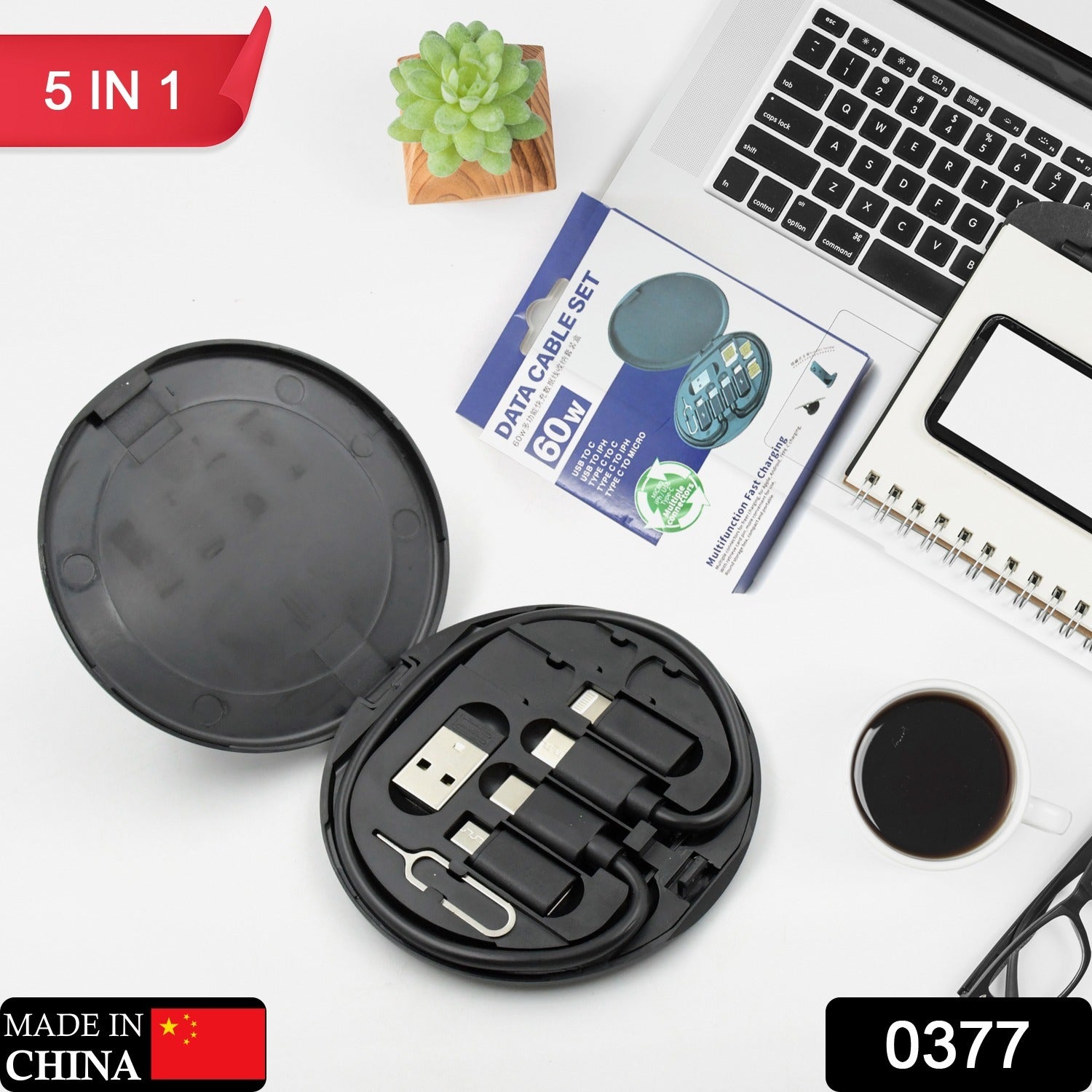 Universal 5-in-1 charging kit for various devices