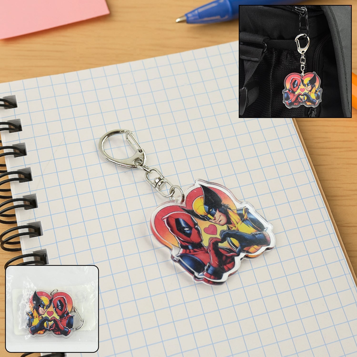 Trendy Cartoon Character Acrylic Keyring with Hook