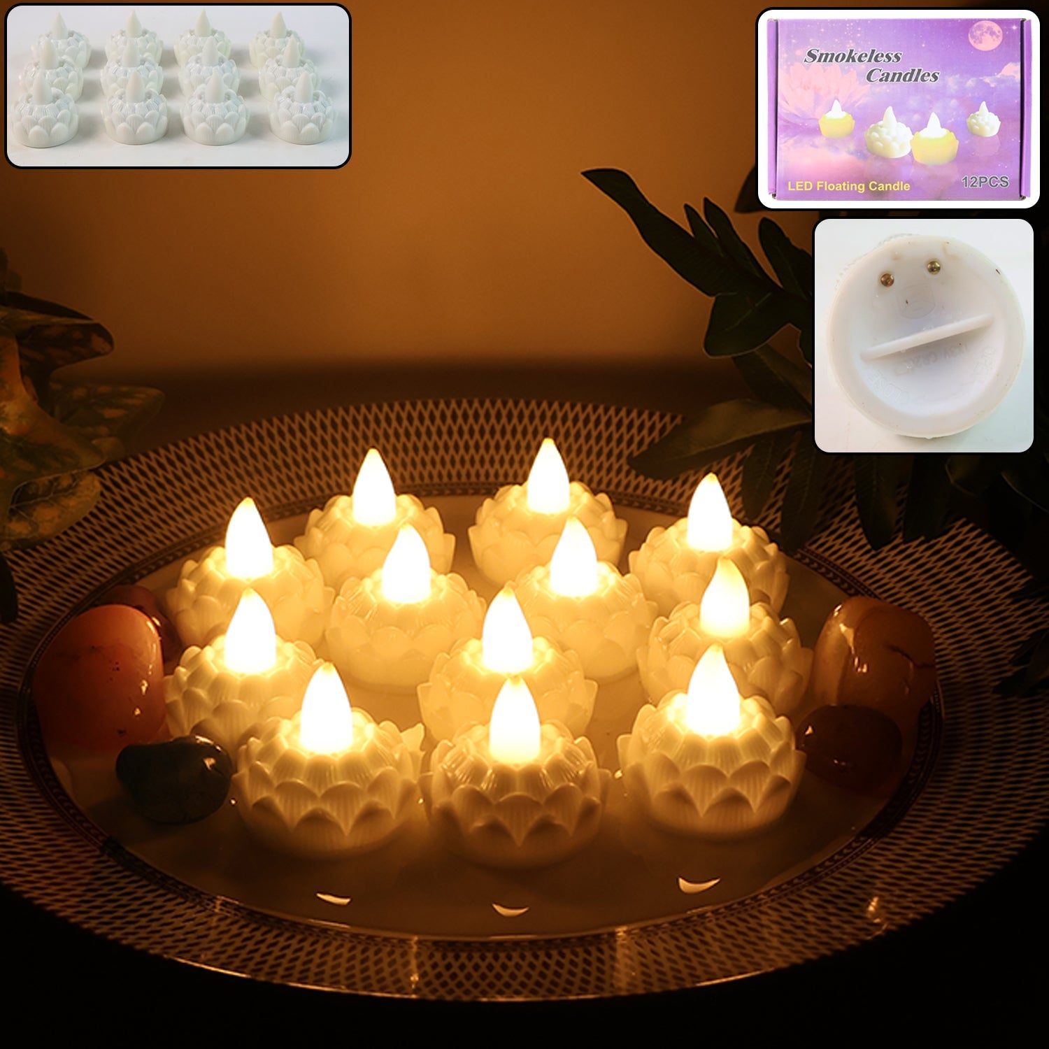 Floating Lotus LED Sensor Candles