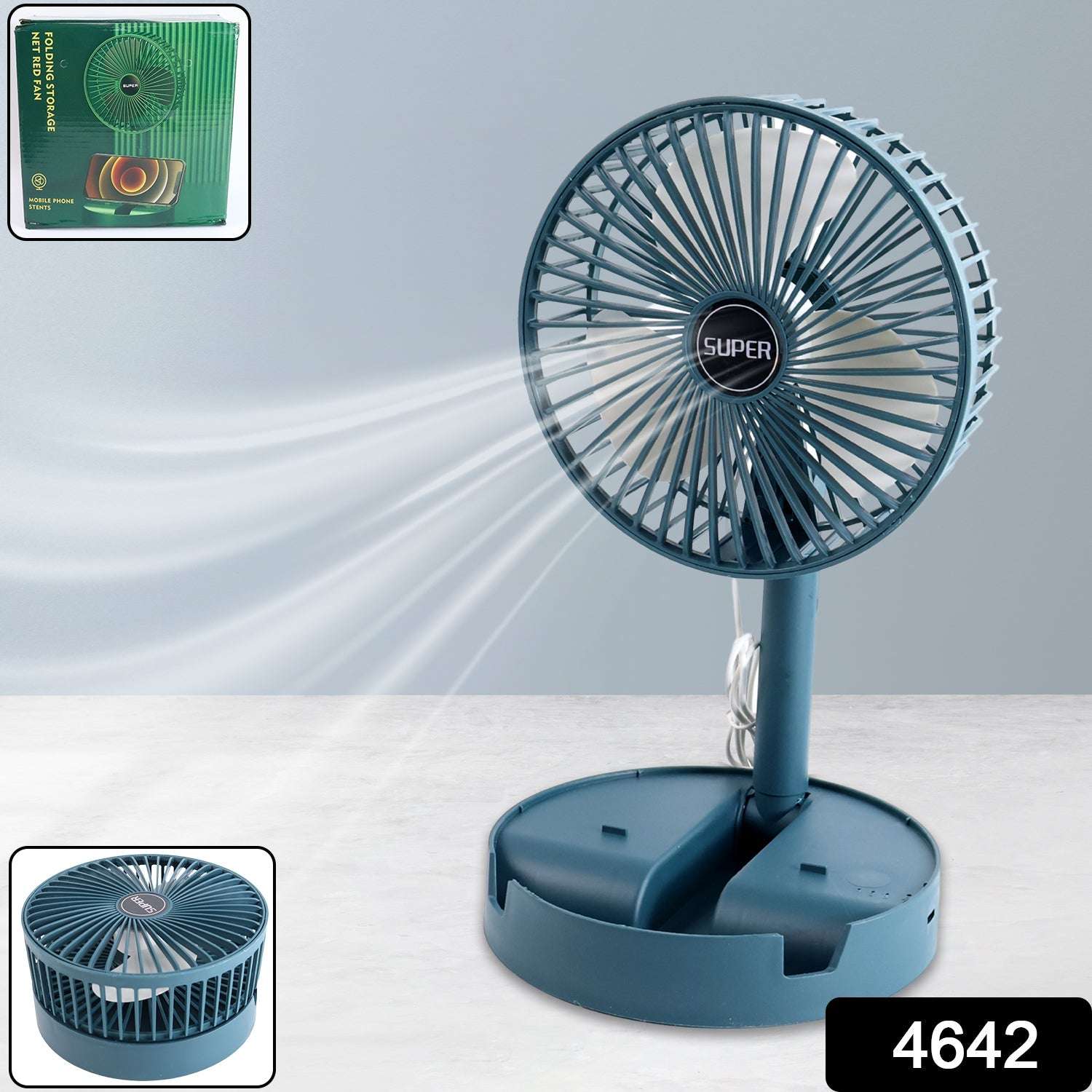 Adjustable Portable Desktop Fan - Telescopic Silent Personal Cooling for Office & Travel (Battery Not Include)