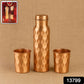 Diamond Cut Copper Water Bottle 2 Glasses with Gift Box (3 Pcs Set)