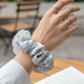 Dual-Tone Satin & Mesh Fabric Hair Scrunchie (1 Pc)