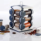 Spice rack with 12 food-grade plastic jars, brown box included