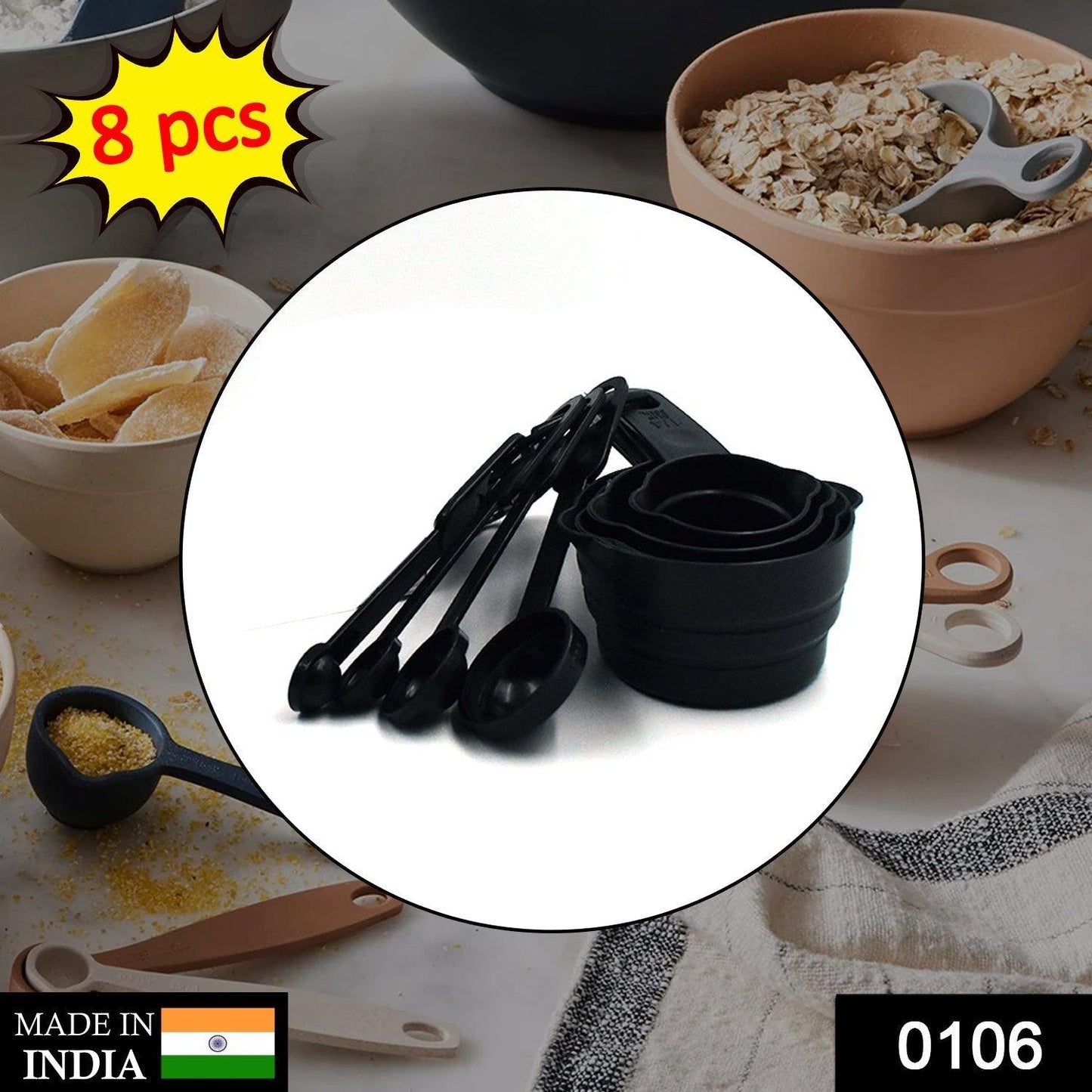 106 Plastic Measuring Cups and Spoons (8 Pcs, Black) Go5 Incorporation