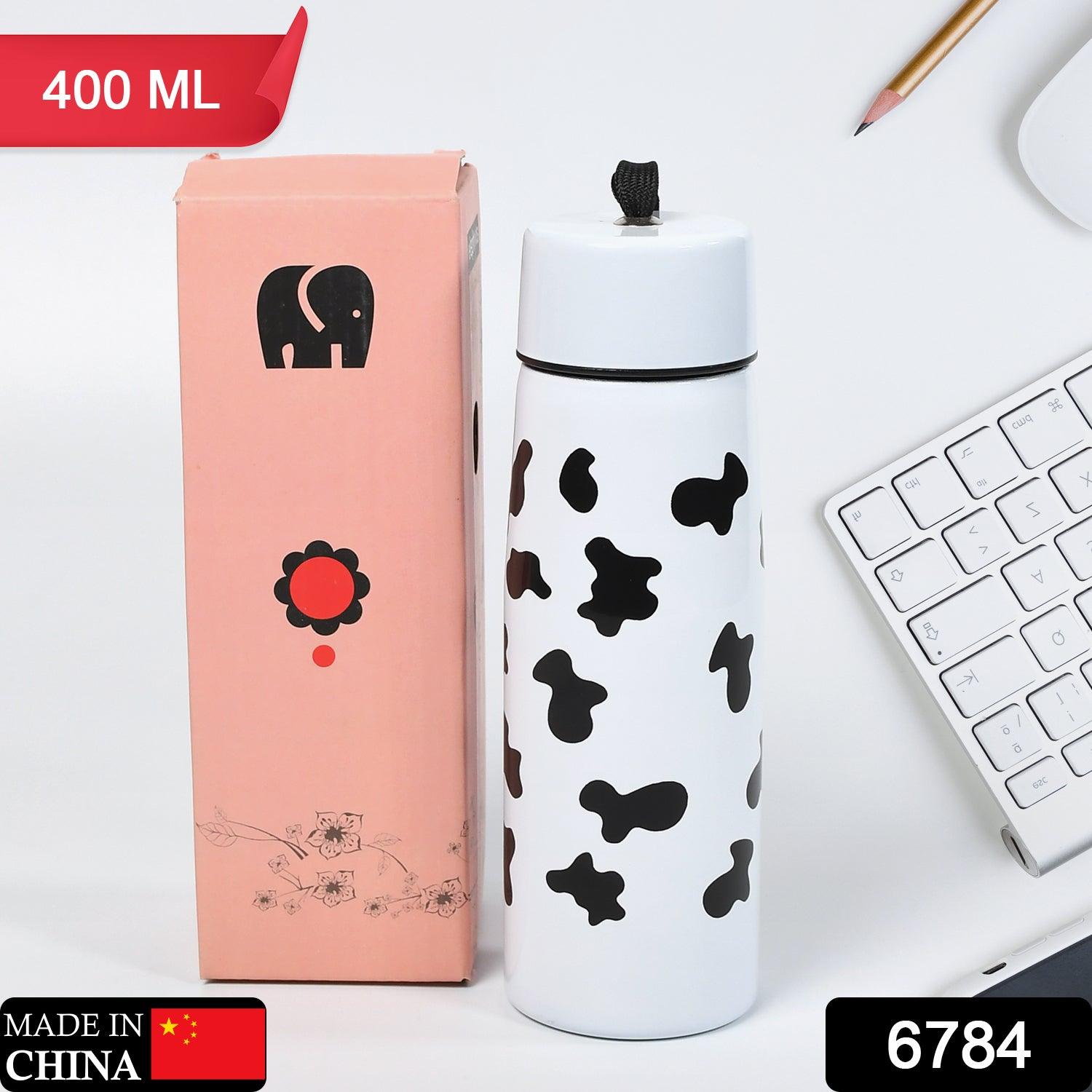 6784 Cow Print Stainless Steel Design Water Bottle Easy To Carry Bottle Leak-Proof Bottle For Office Bottle | Gym Bottle | Home | Kitchen | Hiking | Treking Bottle | Travel Bottle  ( 400ml ) DeoDap