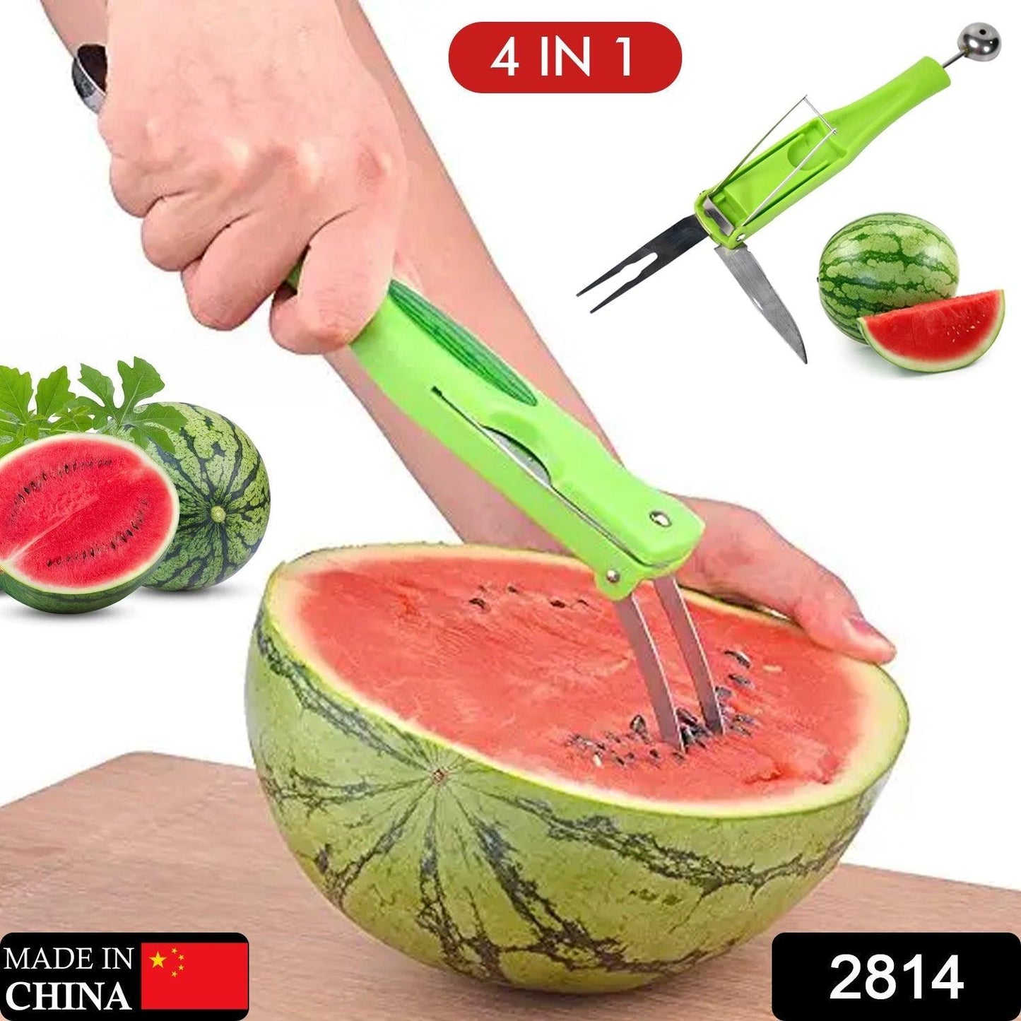 2814 Stainless Steel Fruit Scooper Seed Remover Melon Baller Carving Knife Double Sided Melon Baller for Watermelon Ice Cream. DeoDap