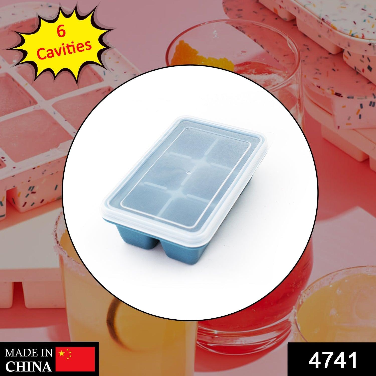 4741 6 Grid Silicone Ice Tray used in all kinds of places like household kitchens for making ice from water and various things and all. DeoDap