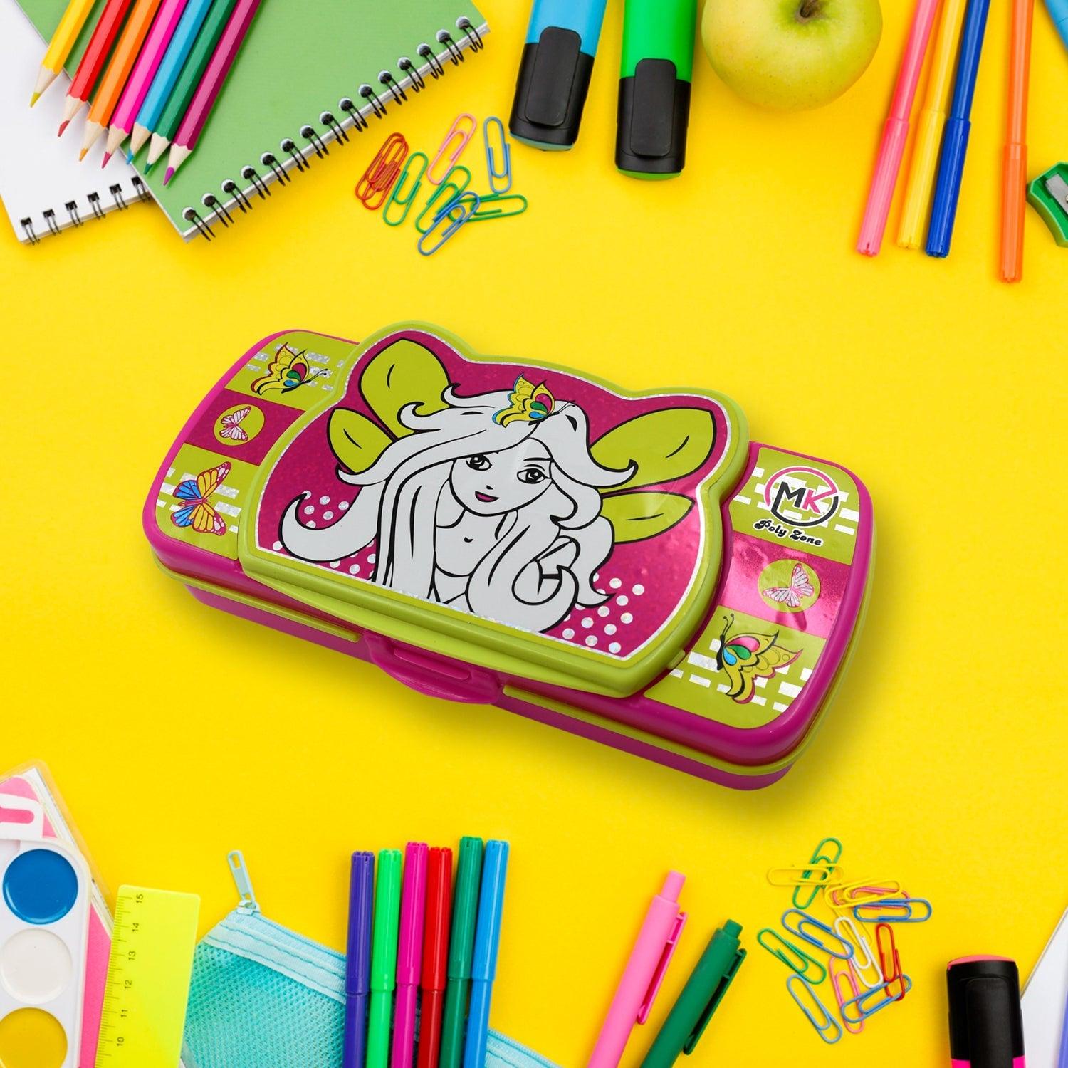 Compass Box Pink 7747 Multipurpose Compass Box, Pencil Box with 2 Compartments for Scho ...