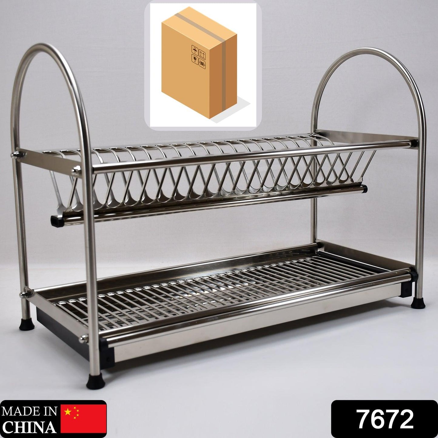 7672 Dish Rack Stainless Steel Rack 2layer Rack For Home & Kitchen Use DeoDap