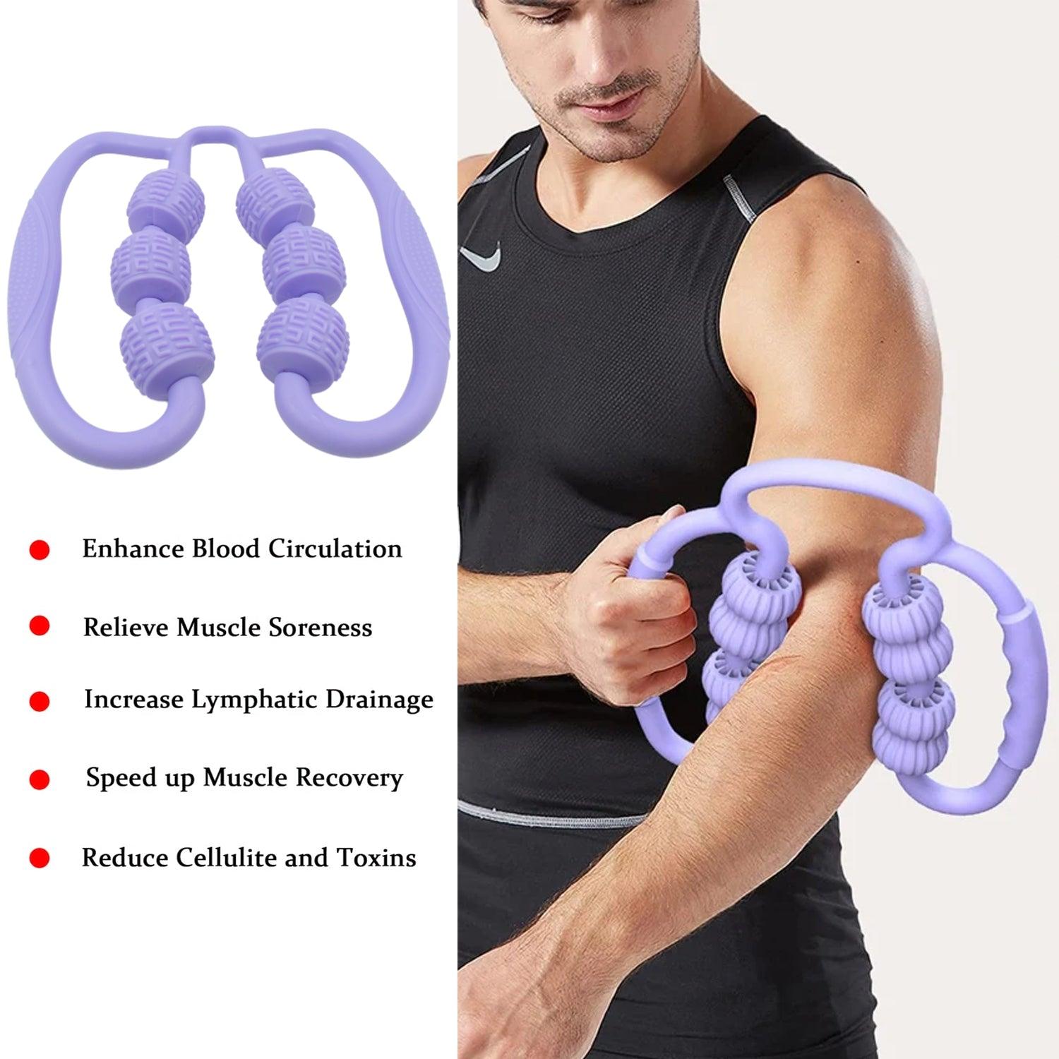 Muscle Massage Roller, 8 &10 Wheels Relieve Soreness Leg Muscle Roller Fitness Roller Muscle Relaxer Massage Roller Ring Clip All Round Massaging Uniform Force Elastic PP Drop Shaped for Home Use (1 Pc) - deal99.in