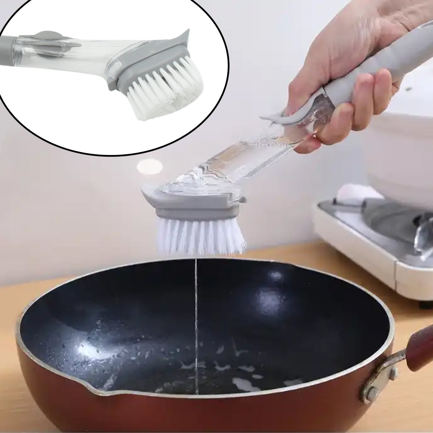 Home & Kitchen Cleaning Brushes, Scrubber, Soap Dispenser Scrub Brush for Pans Pots and Bathtub Sink (5 In 1 / 2 In 1) - deal99.in