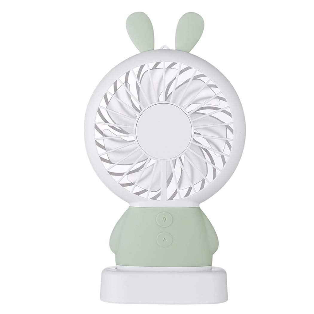 7633 Mini Portable Fan USB Rechargeable Handheld Rabbit Style Color Changing LED Light Pocket Desk Light Fan DeoDap