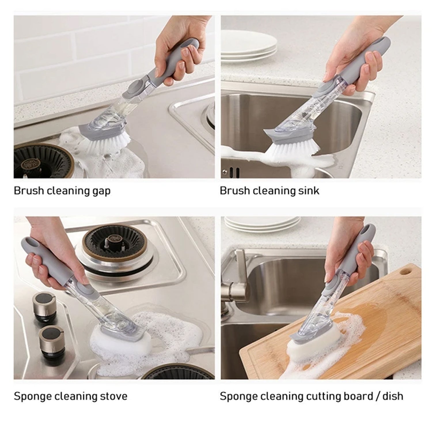 Home & Kitchen Cleaning Brushes, Scrubber, Soap Dispenser Scrub Brush for Pans Pots and Bathtub Sink (5 In 1 / 2 In 1) - deal99.in