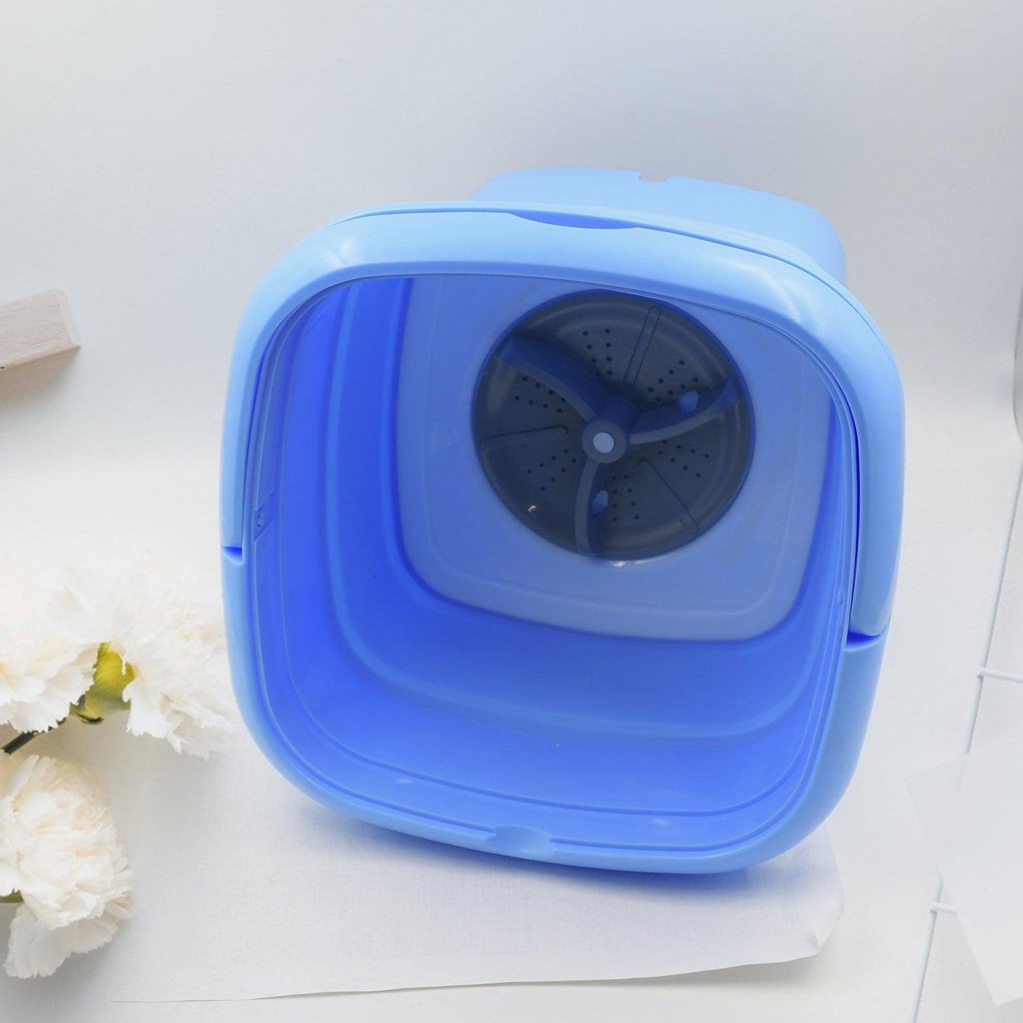 7271 Mini Washing Machine Foldable Mini Washer with Drain Basket Portable Washing Machine Foldable for Laundry Travel Camping RV Baby Clothes