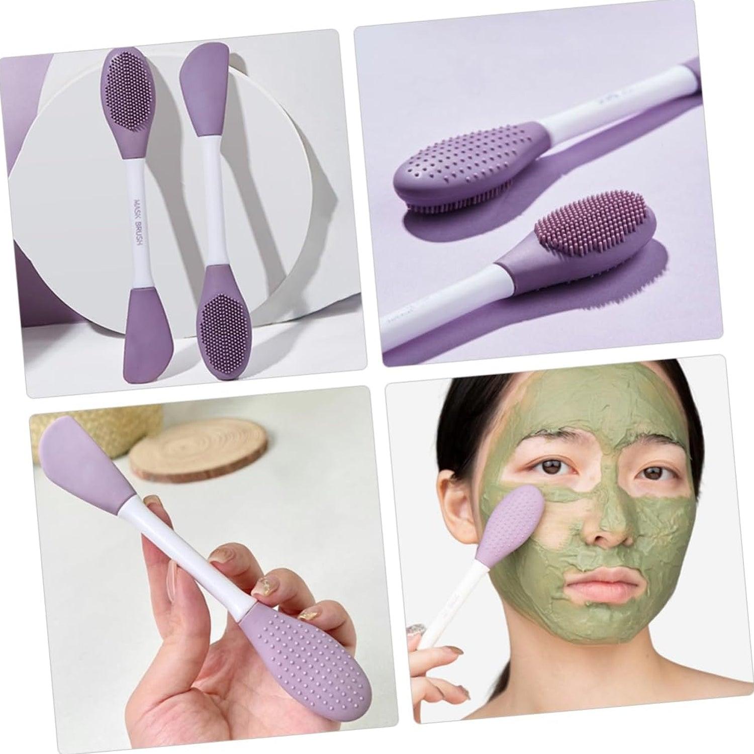 12532 Double-headed Silicone Mask Brush Face Cleansing and Applying Mud Mask Beauty Salon Special Brush Smear Tool Facial Scrub Silicone Wash Scrubber Face Tools (1 Pc) - deal99.in