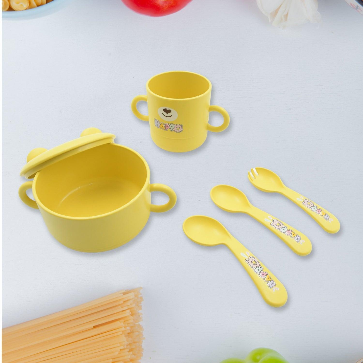 Baby Feeding Set for Kids and Toddlers,Children Children Dinnerware Set - Bamboo Fibre Feeding Set for Kids, Cartoon Design Plate, Cup, Spoon, Fork and Chopsticks, Tableware Cutlery for Kids Microwave & Dishwasher Safe (7 Pcs Set) - deal99.in