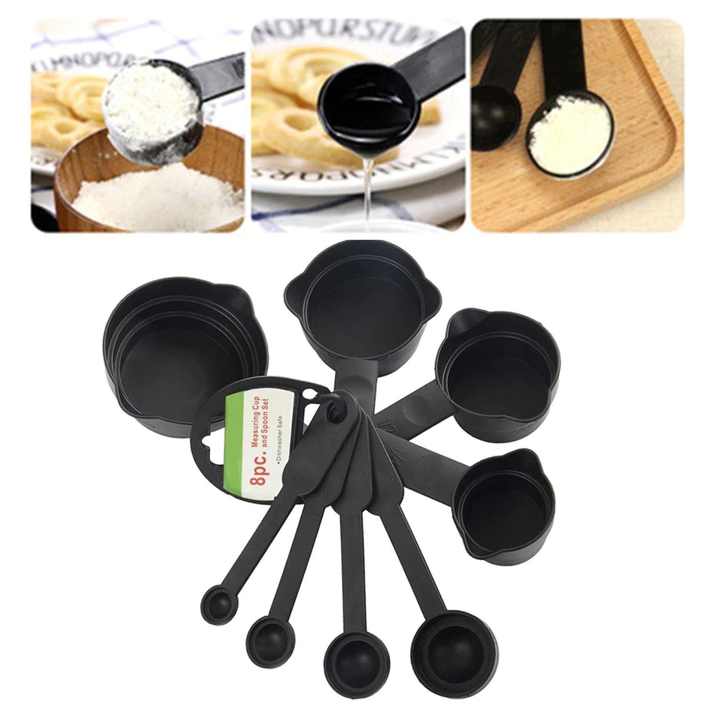 106 Plastic Measuring Cups and Spoons (8 Pcs, Black) Go5 Incorporation