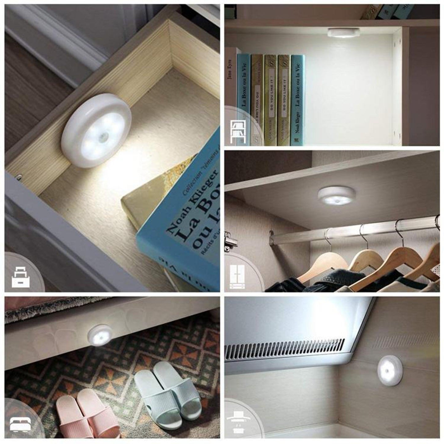 1656 Round Shape 8 LED Motion Sensor Induction Led Light Deodap